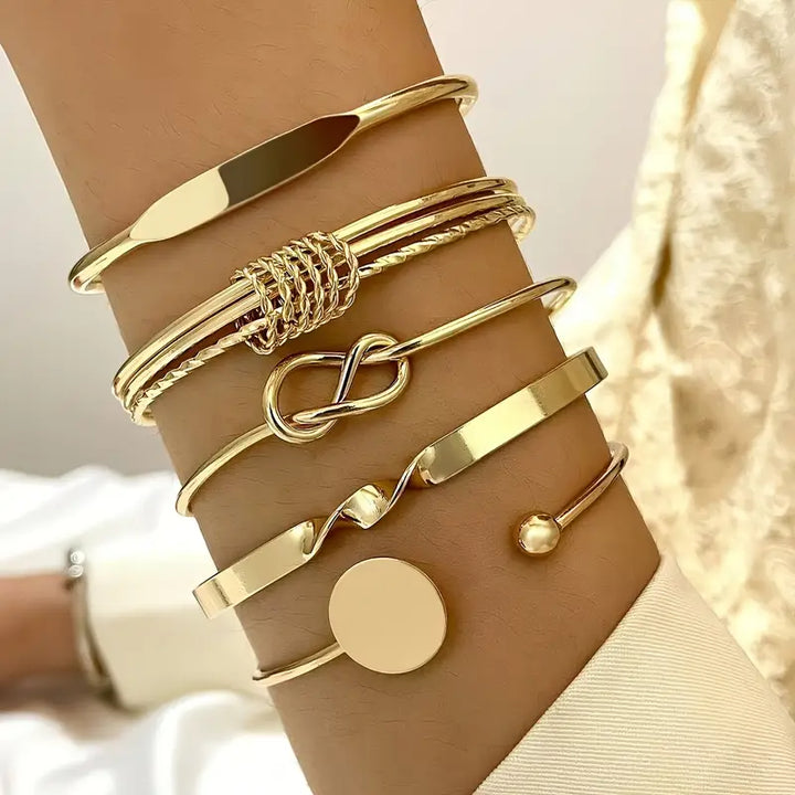 Knotted Elegance Bracelet Set | Gold
