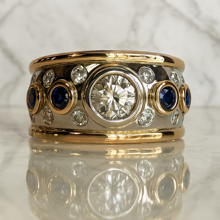 Vintage Golden Inlaid Zirconia Ring